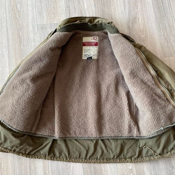 Abercrombie & Fitch Men's Y2K Military Green Field Jacket HTF 90's Vintage Large - Picture 7 of 8
